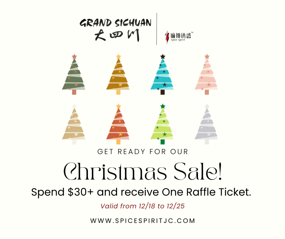 Spice Spirit JC Christmas Sale graphic: spend $30+ for a raffle ticket. Valid 12/18-12/25.